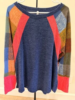 Emerald Colorblock Plaid Top | Size 2X | NWOT